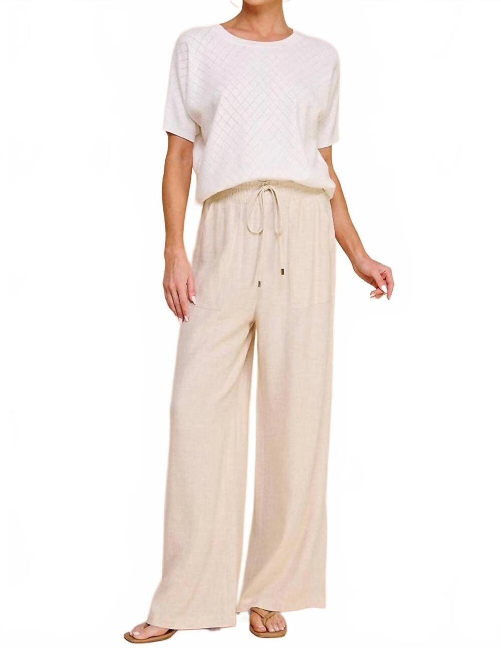 NEW ALLIE ROSE soft linen wide leg pants in natural